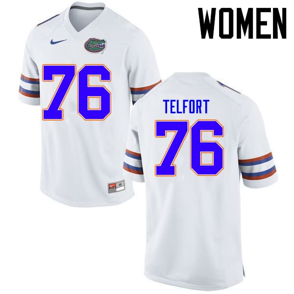 NCAA Florida Gators Kadeem Telfort Women's #76 Nike White Stitched Authentic College Football Jersey UAR6564MC